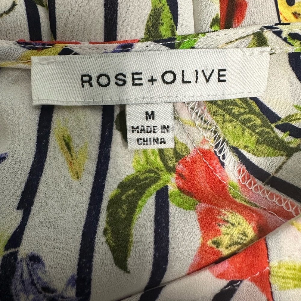 Rose & Olive Blouse Medium Floral Long Sleeve Blouse - Picture 4 of 9